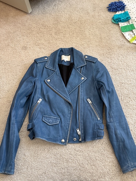 IRO Jackets & Blazers - IRO Blue Leather Jacket with Silver Hardware in great condition!